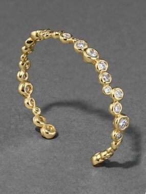 NEW Alexis Bittar Asterales Gold Skinny Cuff Bracelet Clear CZ AU20